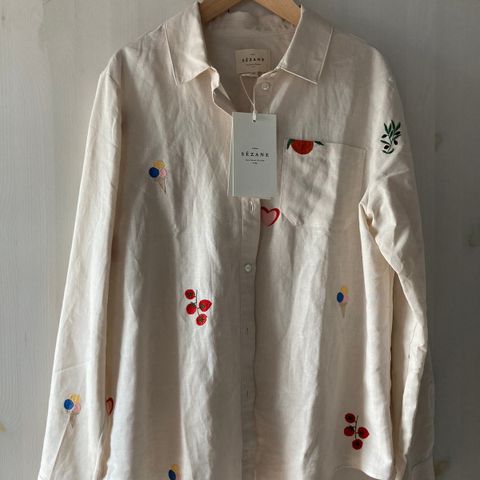 Sezane linskjorte med broderi