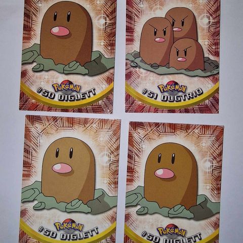 Pokemon kort - VINTAGE 1999 Topps TV - 2x Diglett og Digtrio BLUE LOGO