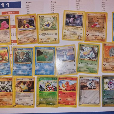 Pokemon kort - VINTAGE BLANDET BULK: 18 stk totalt inkl. Charmander, E-reader