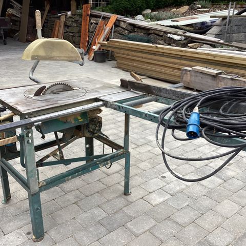 3 faset Gjerdesag m/rullebord + 20 meter 3 faset ledning