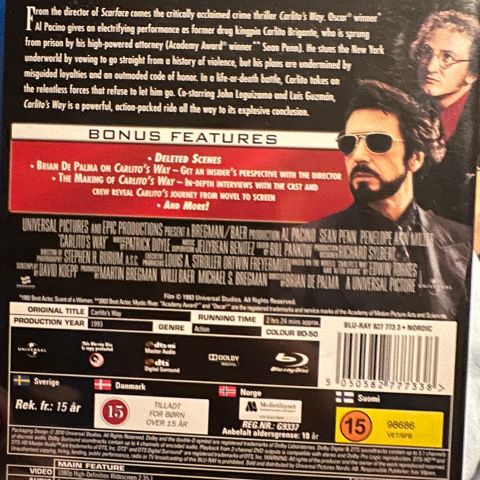 Carlito’s Way (Norsk tekst Blu ray