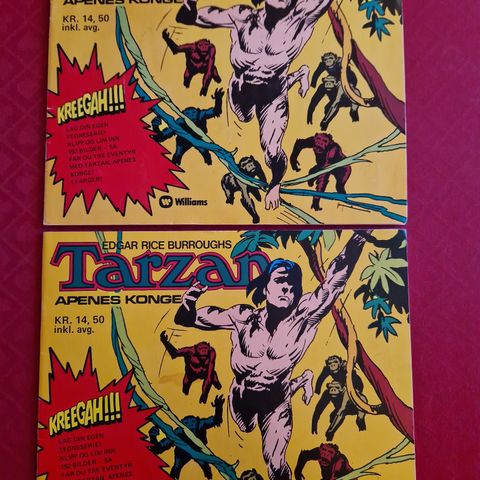 To Tarzan bilde-album fra 1975 selges kr 400