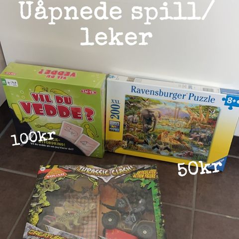 Uåpnede spill, leker