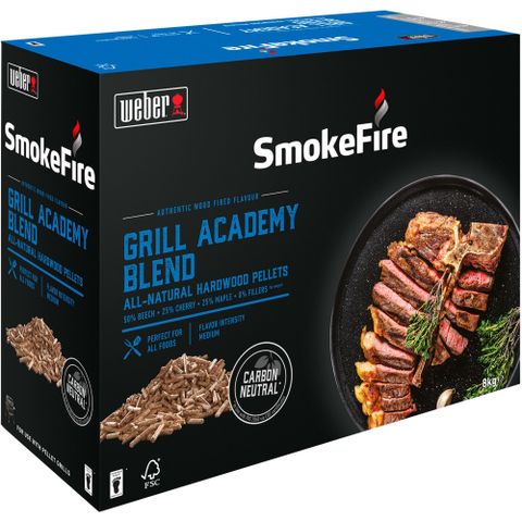 Weber original pellets Academy og Kirsebær 8kg/eske, totalt 12 esker!