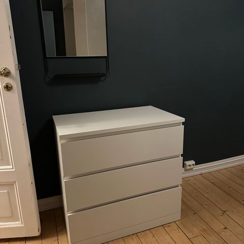 IKEA MALM kommode hvit 3 skuffer