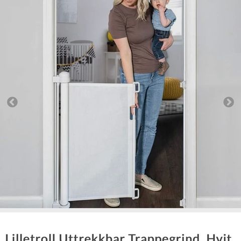 Lilletroll Uttrekkbar Trappegrind, Hvit - Maks 130cm