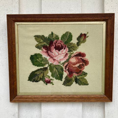 Brodert Vintage Blomster-bilde