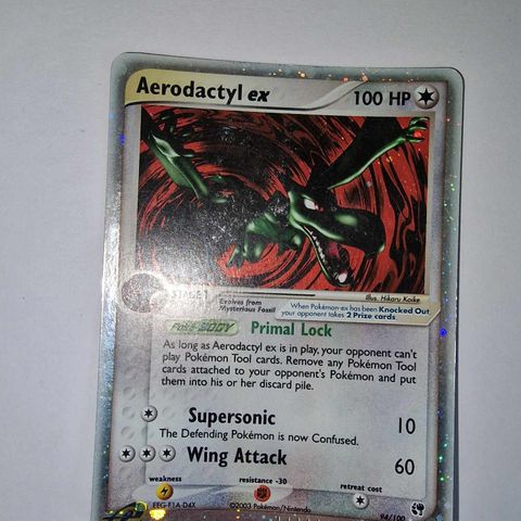 Pokemon kort - VINTAGE Aerodactyl EX 94/100 HOLO fra EX Sandstorm 2003