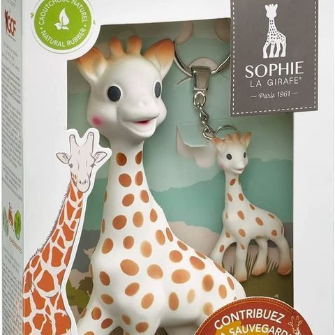 🌟💜Helt ny! gaveeske - " Sophie la Girafe biteleke og nøkkelring 🌟