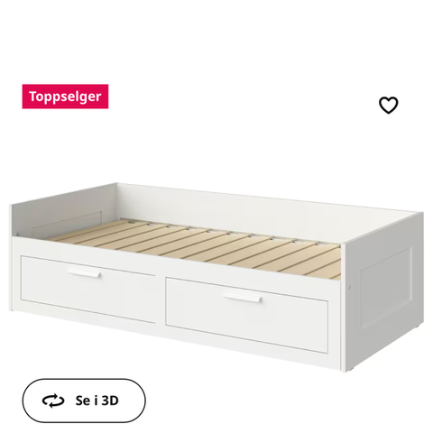 Hemnes BRIMNES Dagseng med 2 skuffer, hvit, 80x200 cm