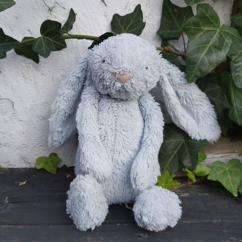 Stor Jellycat, sjenert blå kanin, kosedyr, trøstebamse, ikke lenger i produksjon