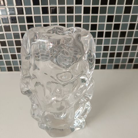 Svensk kunstglass vase i krystall 60 talls