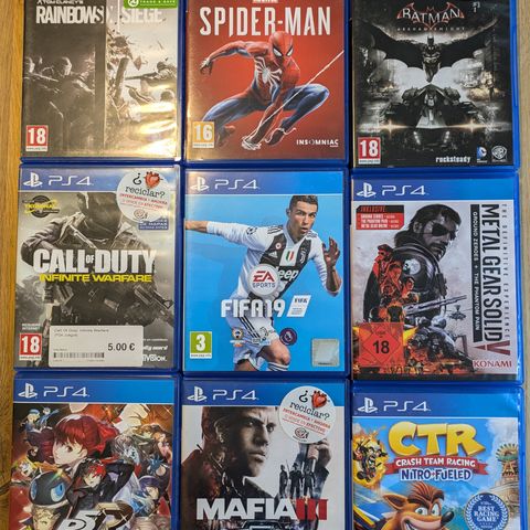 Billig samlepakke (x9) med PS4 spill (selges samlet)