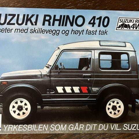 Norsk brosjyre av Suzuki Rhino varebil - ca 1985