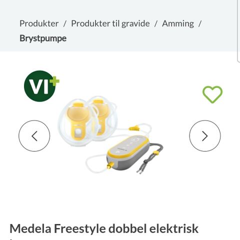 Medela freestyle dobbel brystpumpe