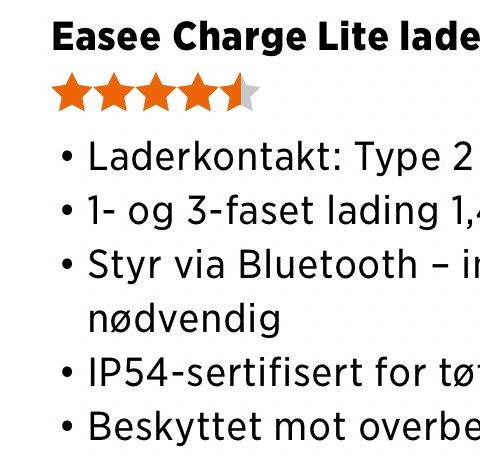 Easee Charge Lite ladestasjon, svart