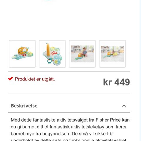 Lekematte / aktivitetsmatte / babygym / aktivitetshval - i esken, ubrukt