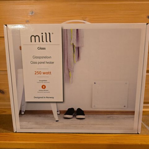 Helt ny Mill Glasspanelovn 250w