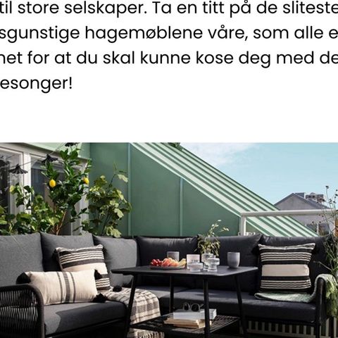 Hagemøbler hjørnesofa svart