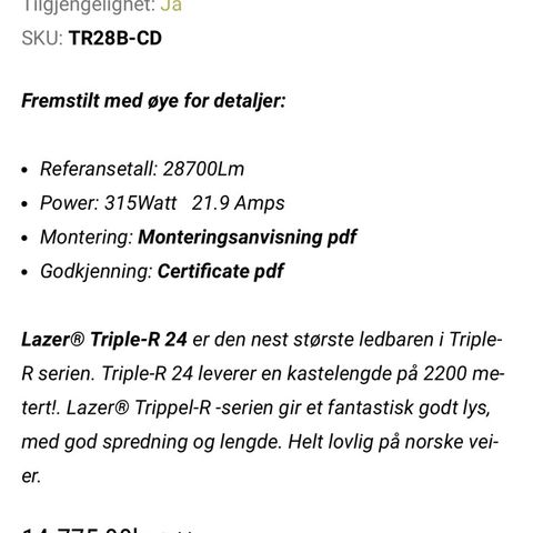 Lazer triple R -28 standard