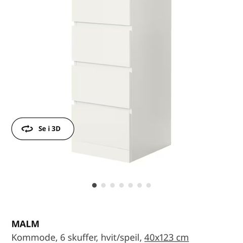 Malm kommode -  RESERVERT 17.09