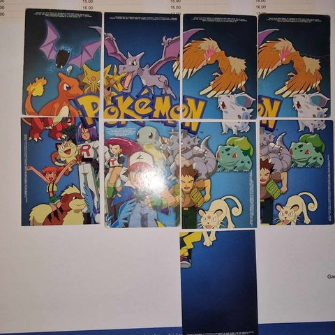 Pokemon kort - VINTAGE 1999 Topps Pokemon TV 7 av 9 for Puzzle - 9 totalt