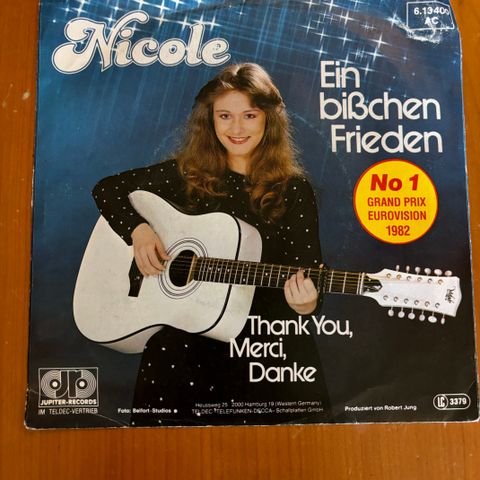 Vintage. Melodi Grand Prix 1982. Singel (7"). Noicole Ein bisschen Frieden