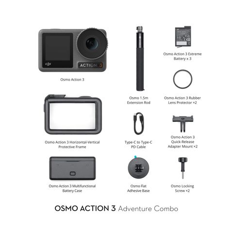 dji osmo action 3 adventure combo. 6x beskyttelse glass og hdmi kabel