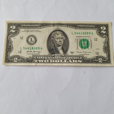 2 dollar USA UNC