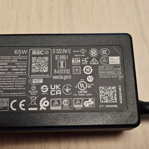 Genuine HP Laptop 65W lader Charger strømadapter