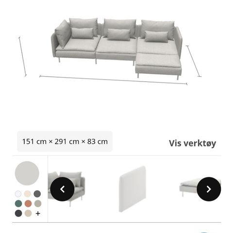 Søderhamn sofa Tallmyra hvit/svart/grå