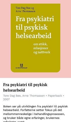 Fra Pykiatri til psykisk helsearbeid,