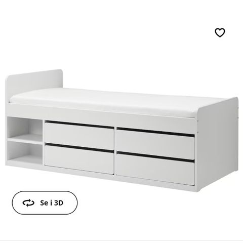 Ikea SLÄKT seng med oppbevaring 90x200