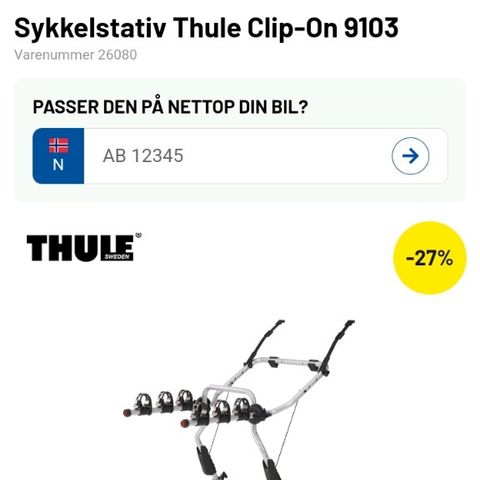 Thule ClipOn sykkelstativ for 3 sykkler