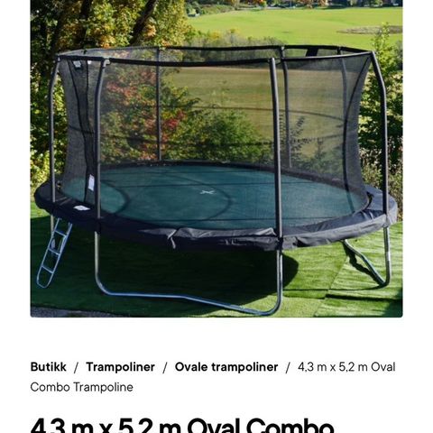 Brukt oval 4,3x5,2m trampoline selges