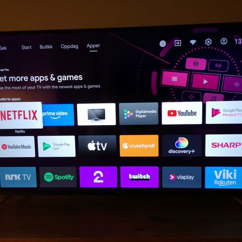 Sharp 55 4K LED UHD Android Smart TV. 2 år gammel, med kvittering