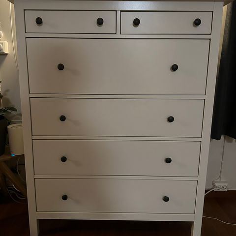 HEMNES Kommode, 6 skuffer, hvit