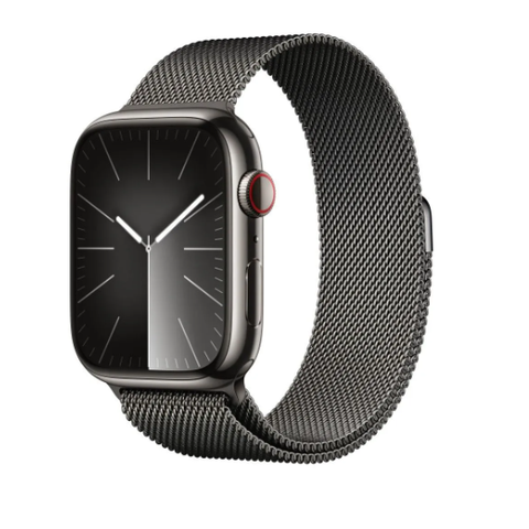 Apple Watch Series 9 (GPS + Cellular), 45 mm urkasse av rustfritt stål i grafitt