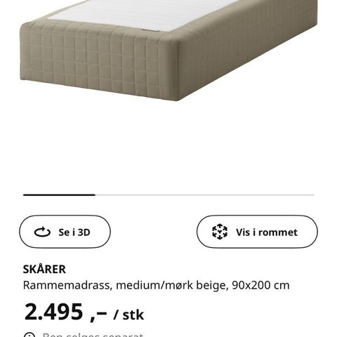 Rammemadrasser Skårer fra Ikea, som nytt