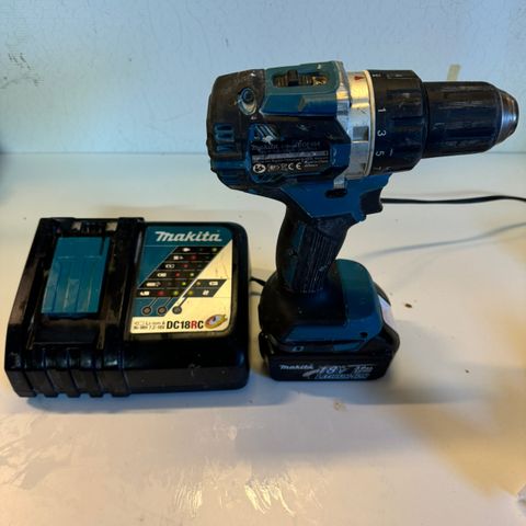 Makita 18V skrumaskin, batteri og lader