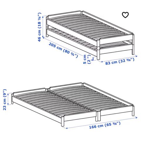 2 stk IKEA Utåker stableseng svartlakkert med madrass