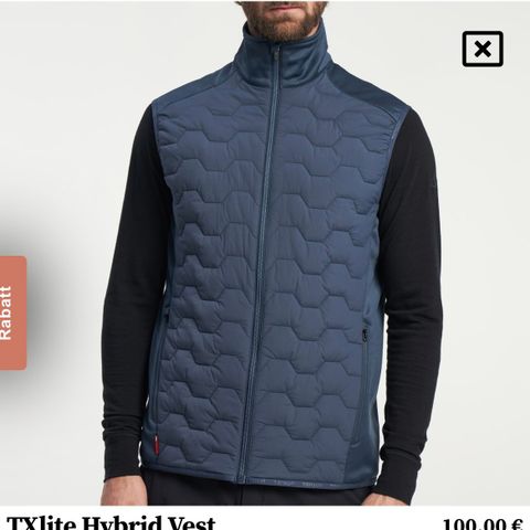 Tenson TXLite hybrid vest, str. L herre.