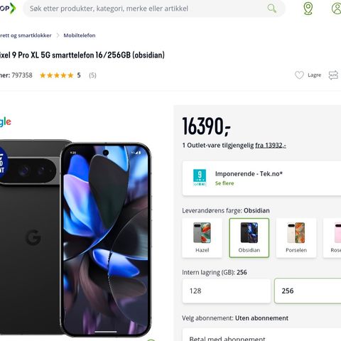 UÅPNET Pixel 9 Pro XL 256GB Selges Eller Byttes Mot Pixel 9 Pro eller Pixel 9