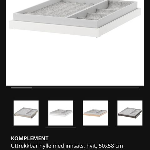 IKEA pax - komplement uttrekkbar hylle med innsats