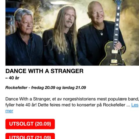 Dance with a stranger, Rockefeller - to billetter fredag 20.