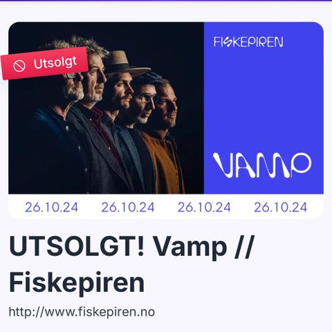 Vamp // Fiskepiren - Konsertbilletter