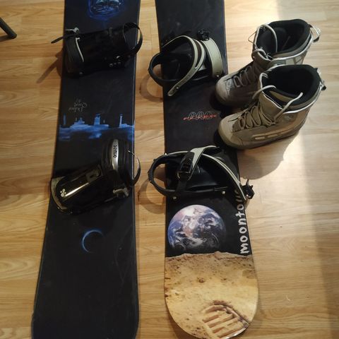 2 stk snowboard og sko