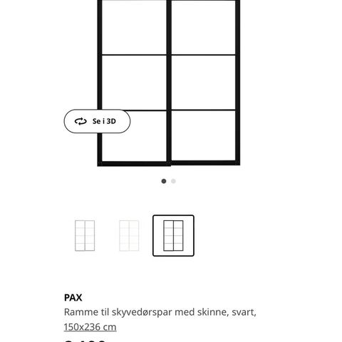 IKEA Pax ramme til skyvedører (150x236) - 2 stk.