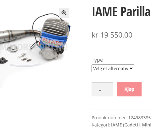 Iame Parilla NorSwift 60cc selges Cadetti