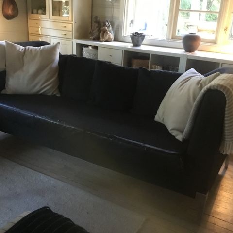 Eldre god sofa i skinn og ull fra Ikea 1990 tallet